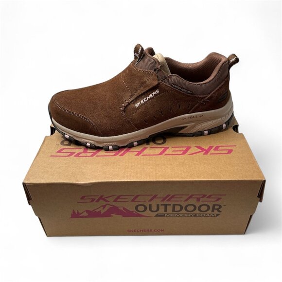 Skechers Womens 8.5 W Hillcrest Nature Walk Brown Suede Outdoor Slip On Shoes - Picture 1 of 7